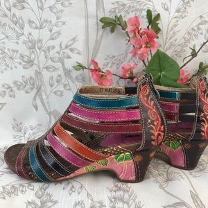 Handpainted leather sandals